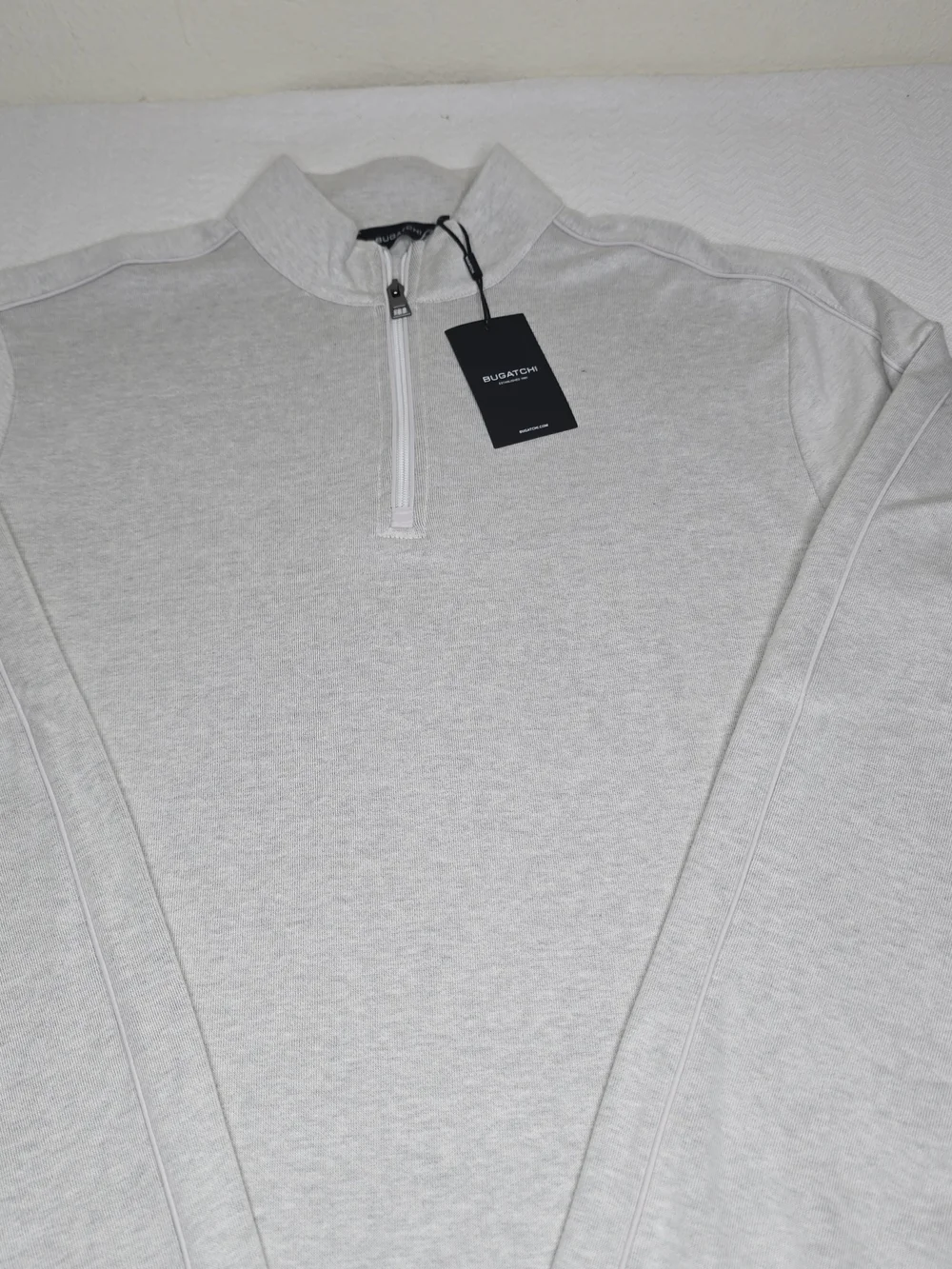 Bugatchi Men's Quarter Zip Pullover Sweater Gray Size L NWT